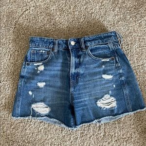 Gap High Rise Distressed Blu Denim Shorts